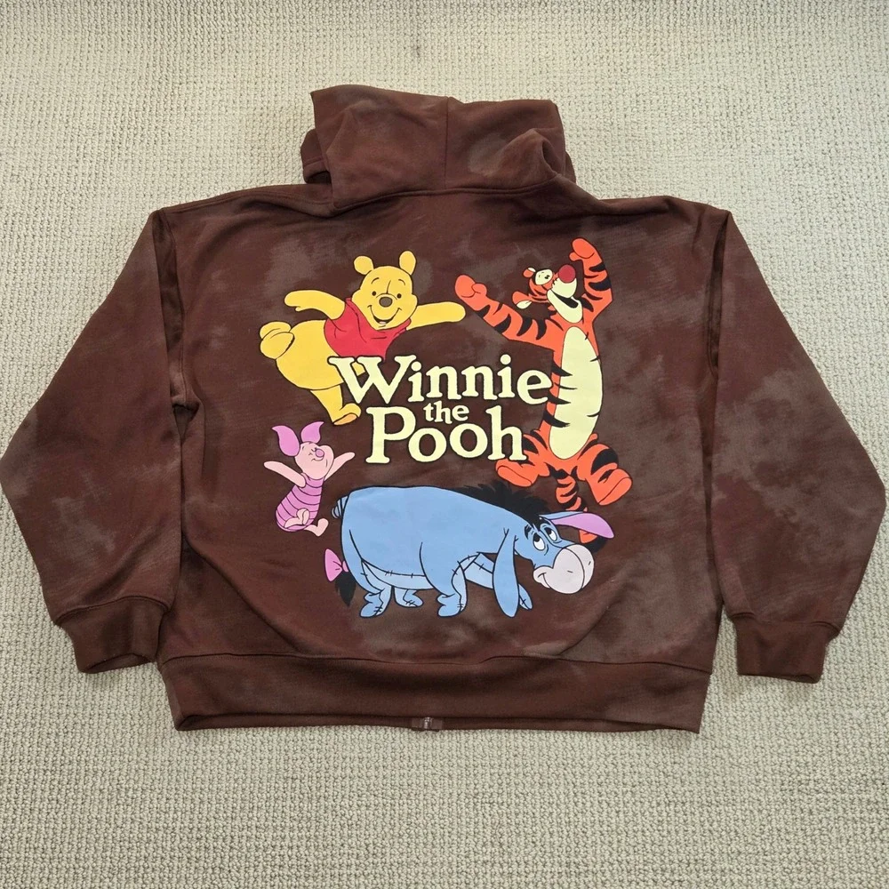 Disney Winnie‎ the Pooh Hoodie Full Zip Brown Youth XL Unisex